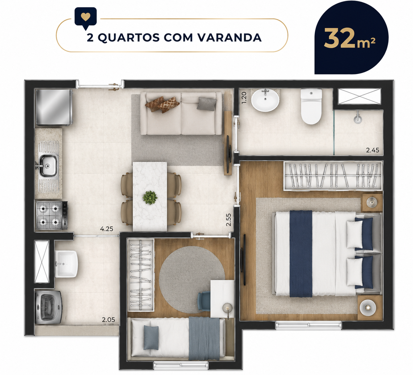 Planta 32m²
