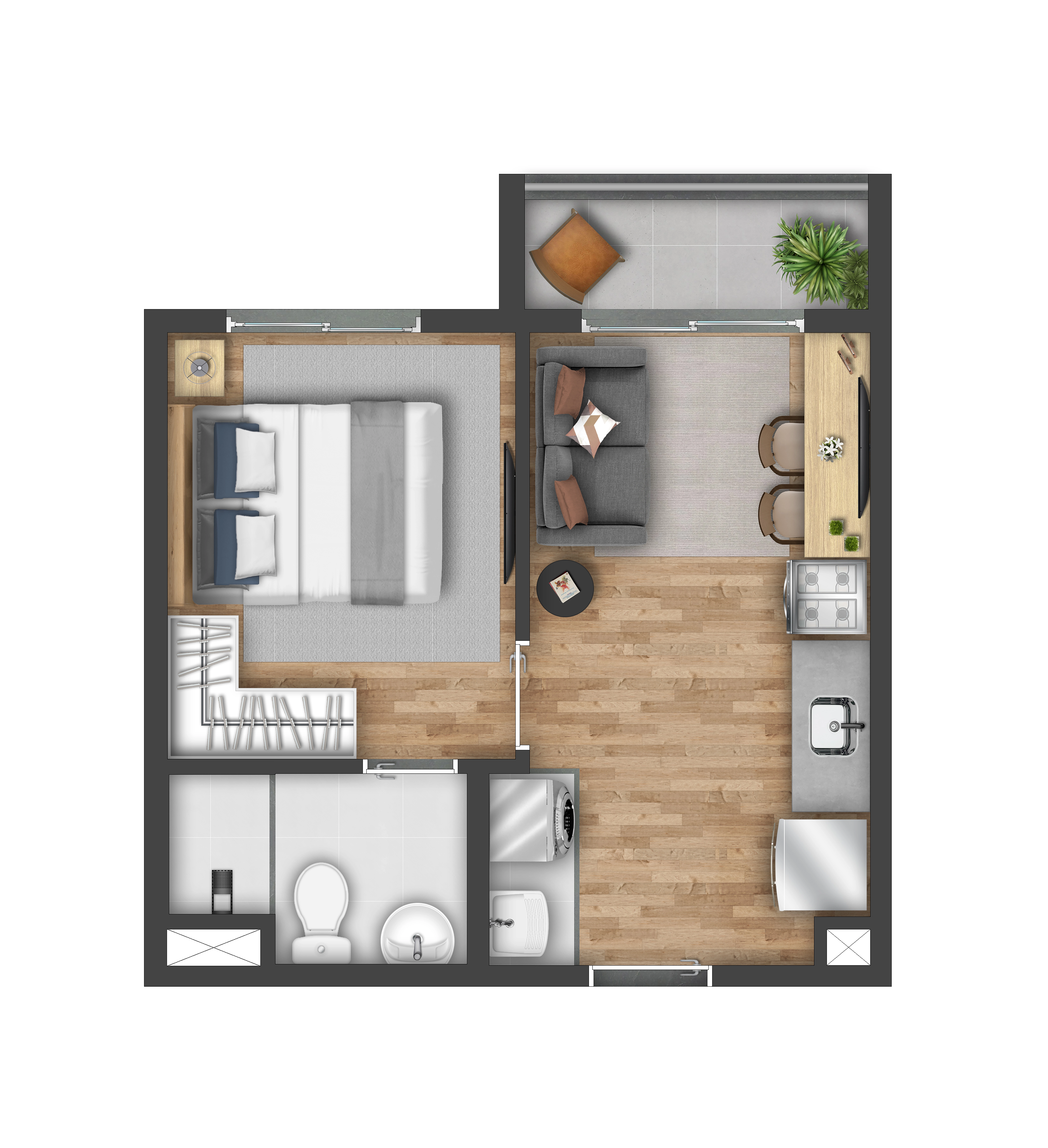 Planta 26M² do Vibra Paes de Barros