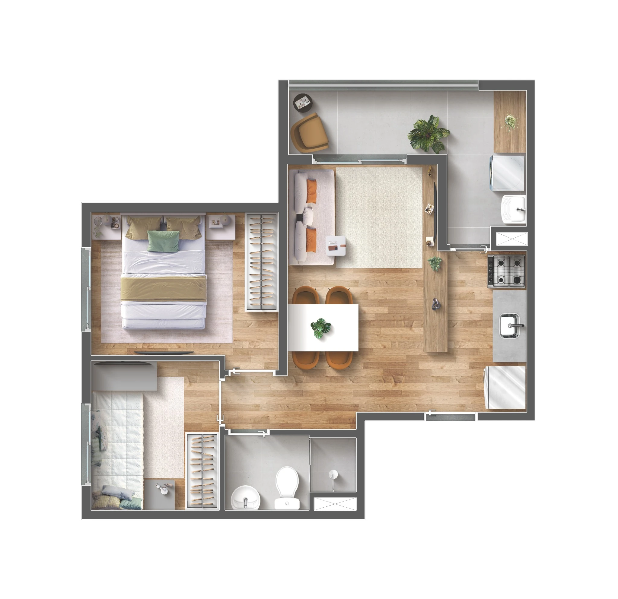Planta 43M² do Vibra Paes de Barros