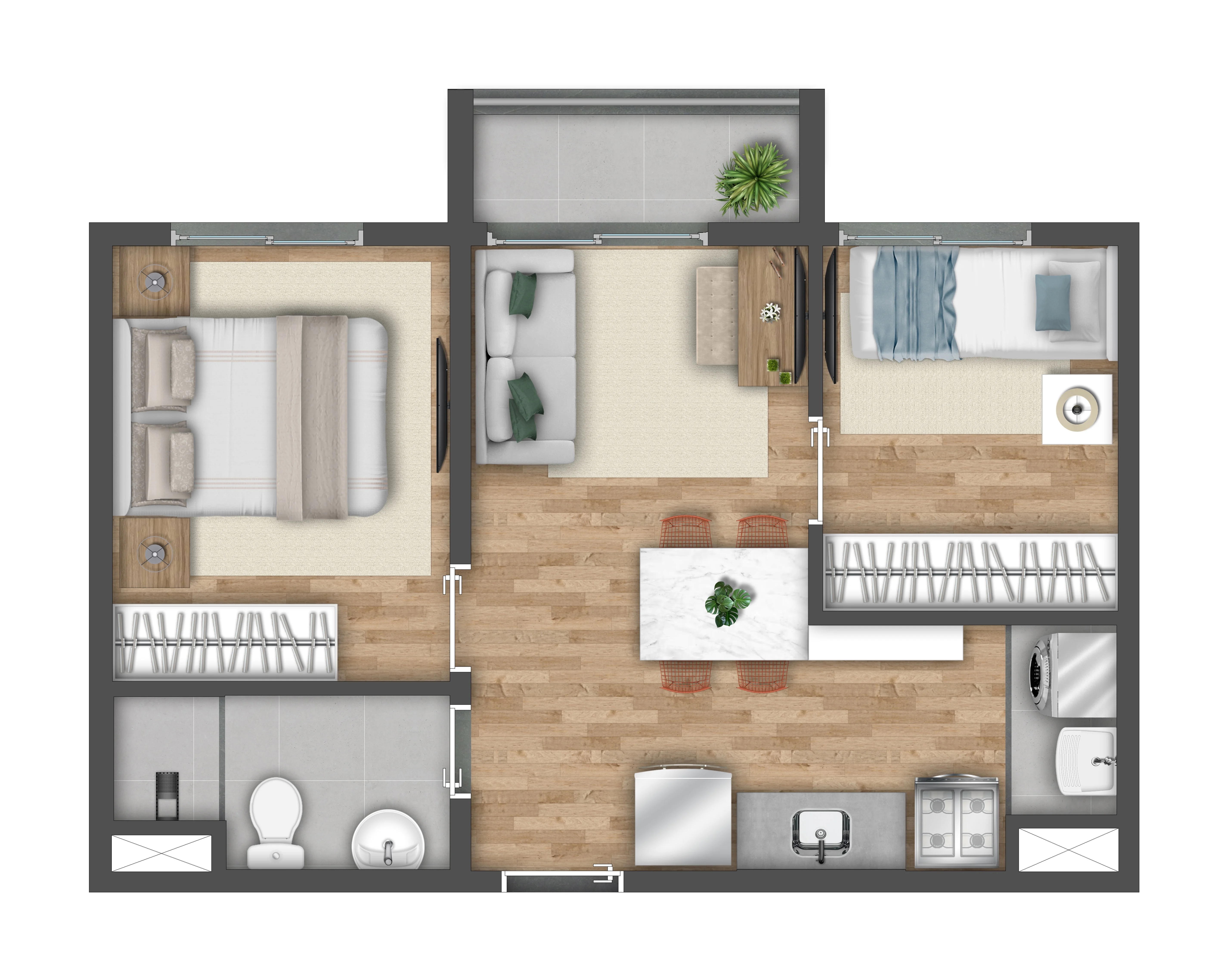 Planta 37m² do Vibra Parque Vila Prudente