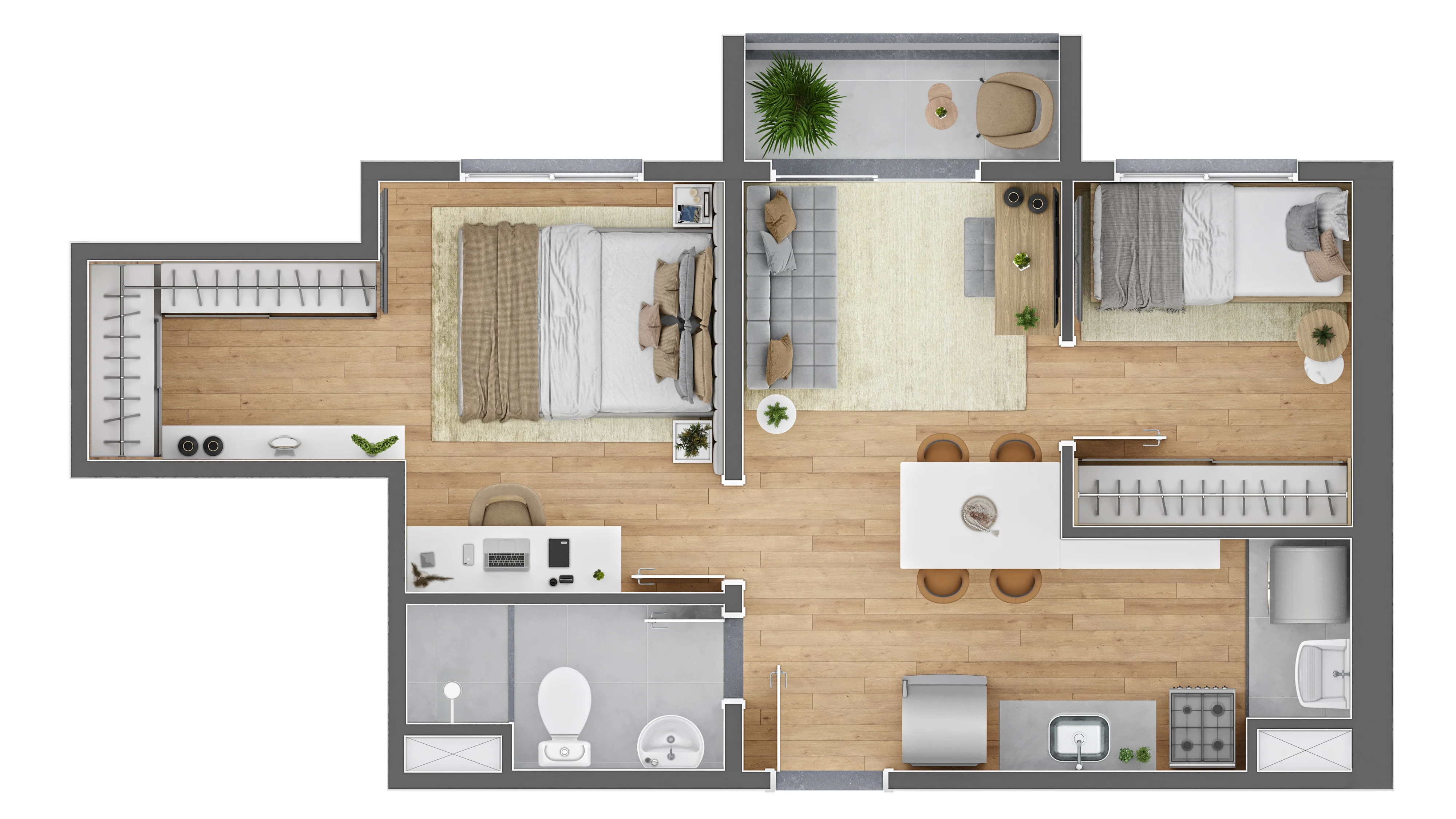 Planta 42m² do Vibra Parque Vila Prudente